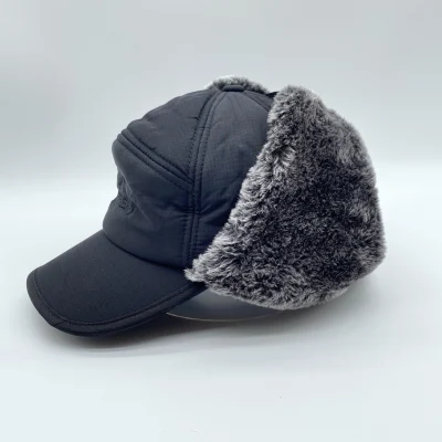 Gorros 사냥 사냥꾼 모자 100% 코듀로이 맞춤 가죽 패치 러시아 스타일 Ushanka 겨울 5 패널 모자 귀고리 도매